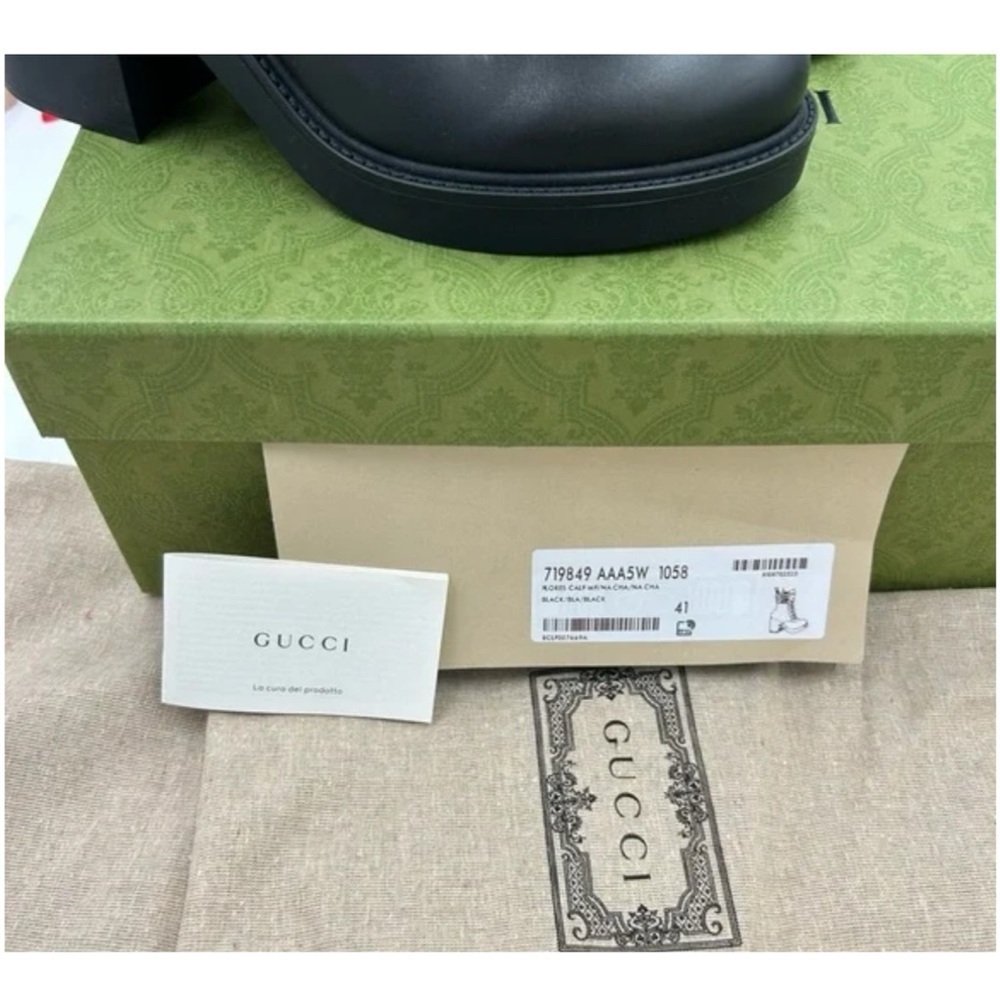 Gucci women's GG Marmont, matelasse Leather block heel boots size 41 fits 10 US - Picture 4 of 8